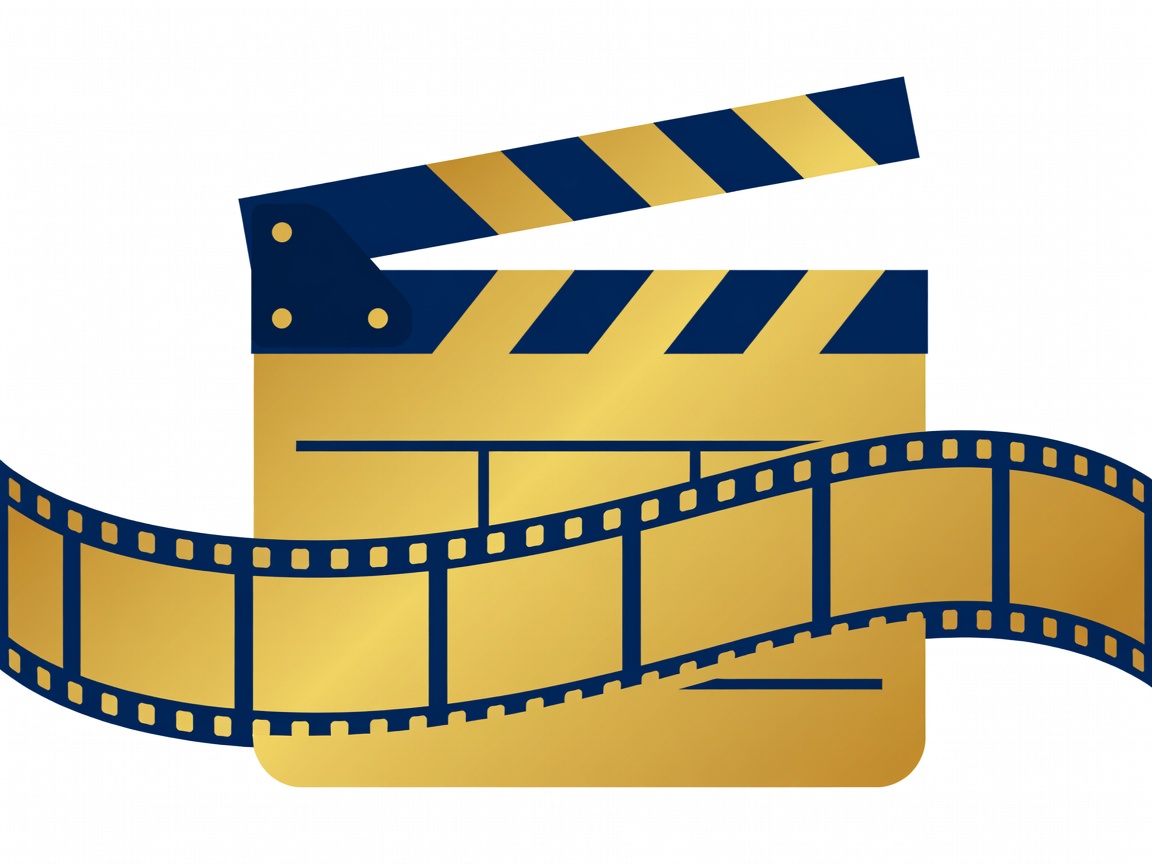 Flat illustration of a clapperboard and film frames representing a project in production